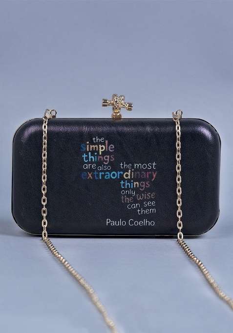 Black Printed Satin Clutches