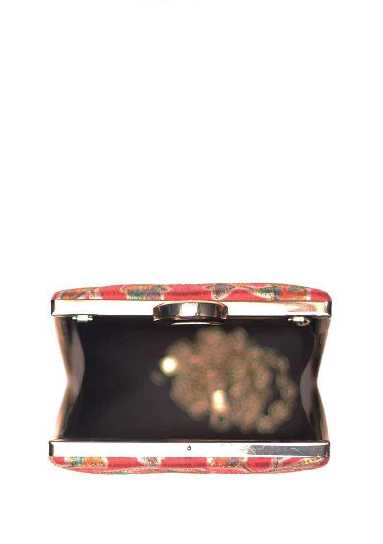 Red Printed Satin Clutches - Indya