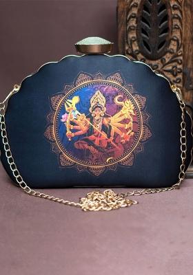 Blue Printed Satin Clutches