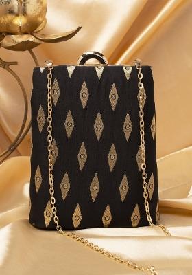 Black Printed Satin Clutches