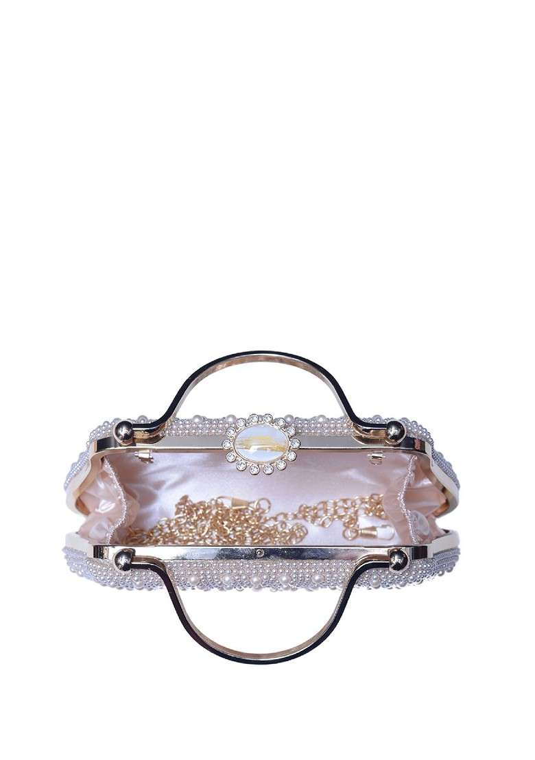White Embroidered Satin Clutches - Indya