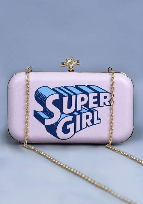 Pink Printed Satin Clutches