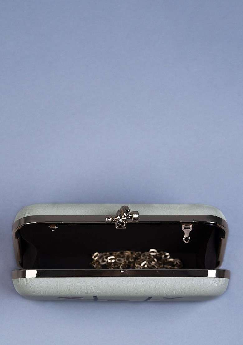 Cream Printed Satin Clutches - Indya