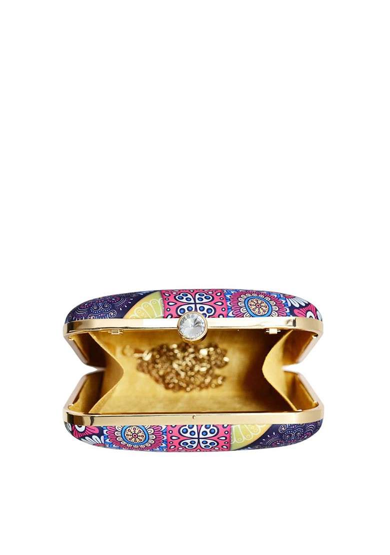 Pink Printed Satin Clutches - Indya