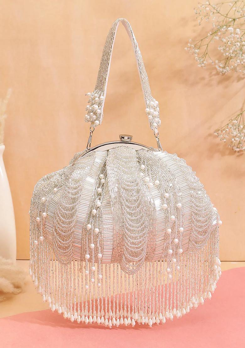 Silver Woven Bags - Indya