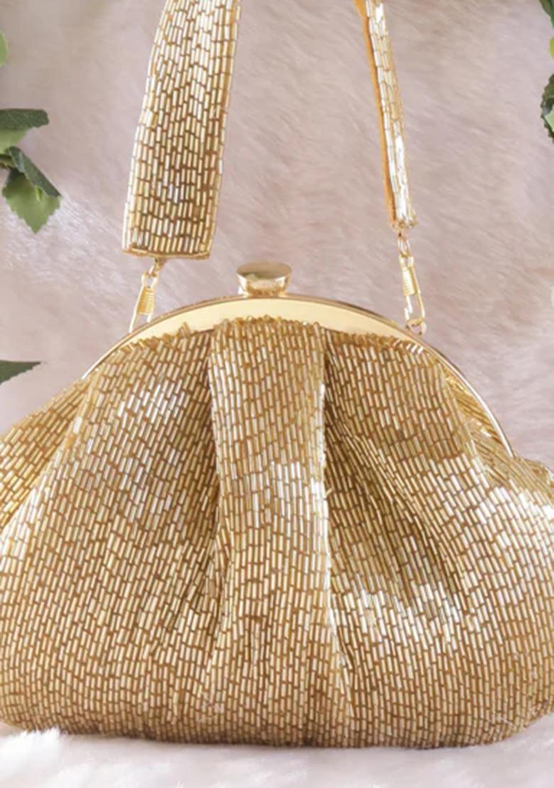Golden Woven Bags - Indya