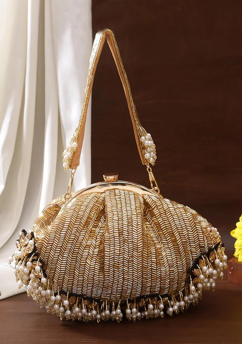 Golden Woven Bags - Indya