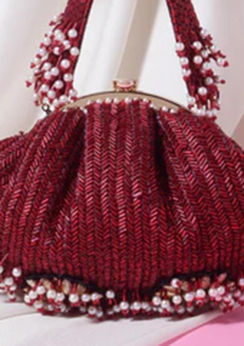 Maroon Woven Bags - Indya