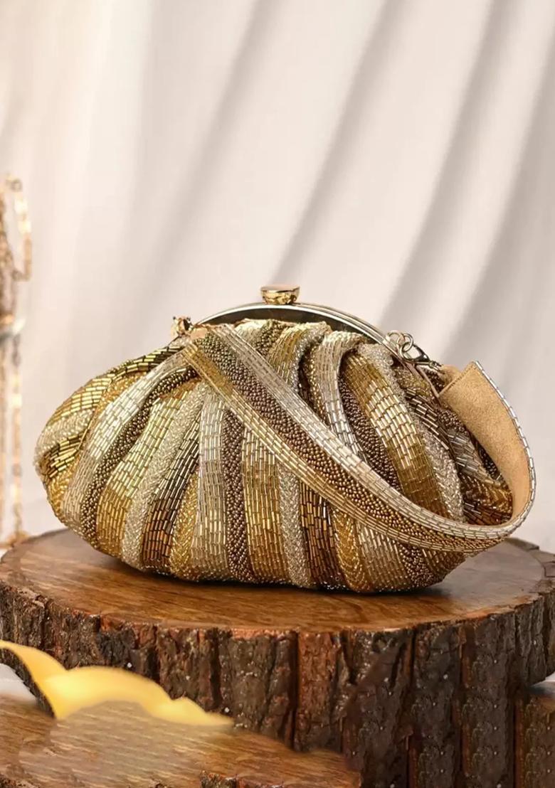 Golden Woven Bags - Indya