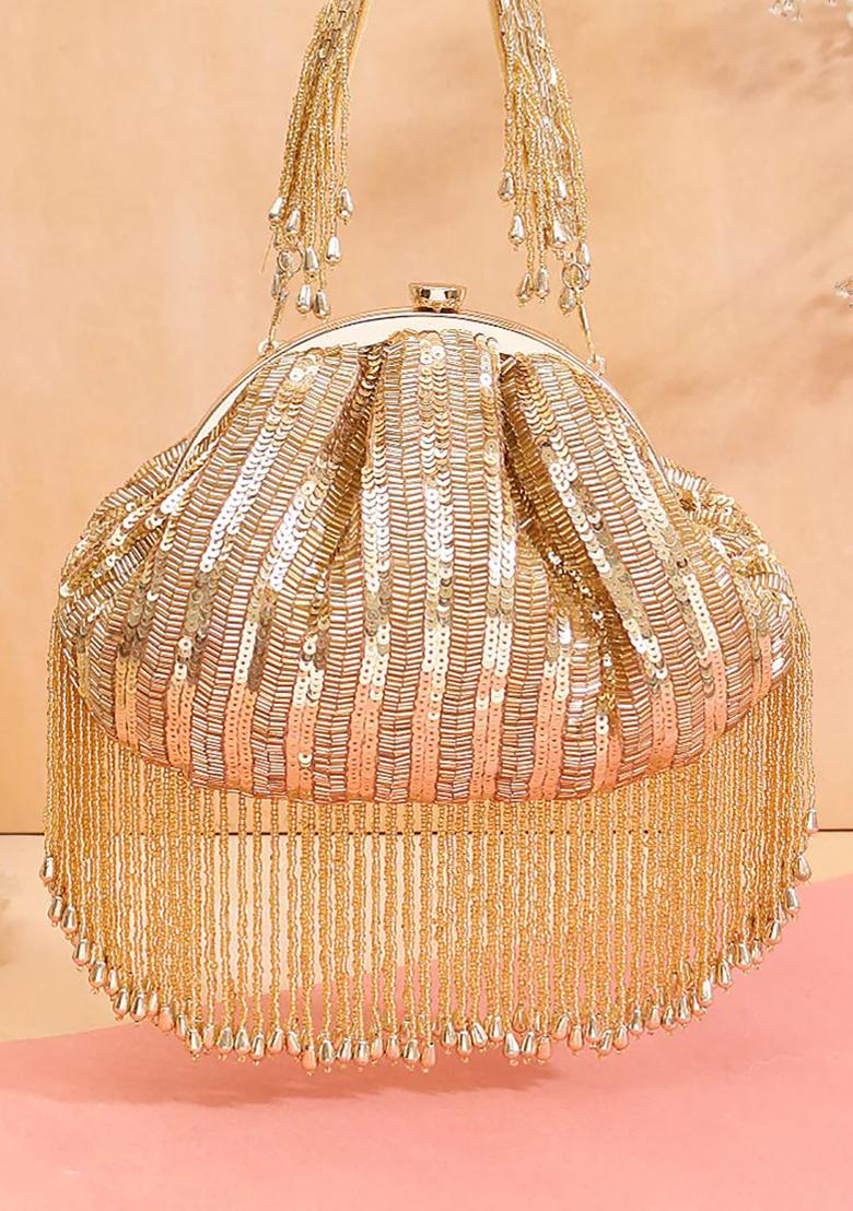 Golden Woven Bags - Indya