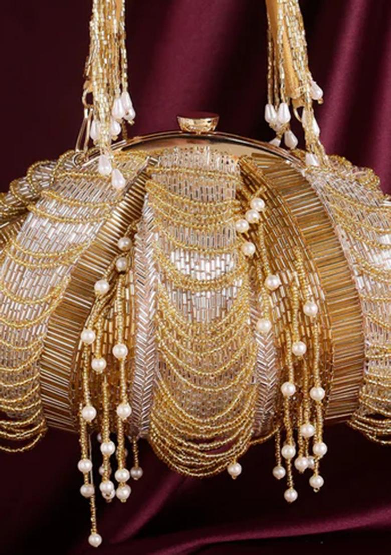 Golden Woven Bags - Indya