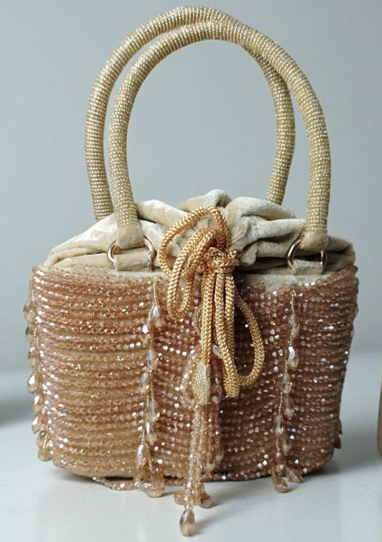 Golden Woven Bags - Indya