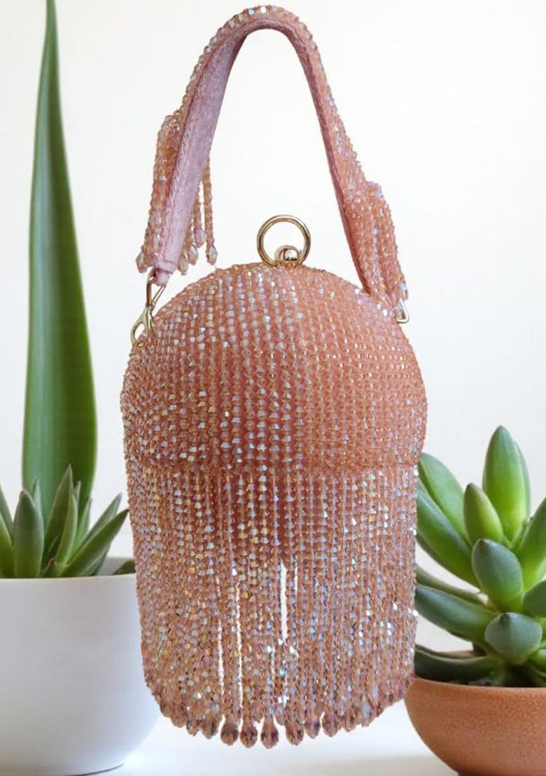 Peach Woven Bags - Indya