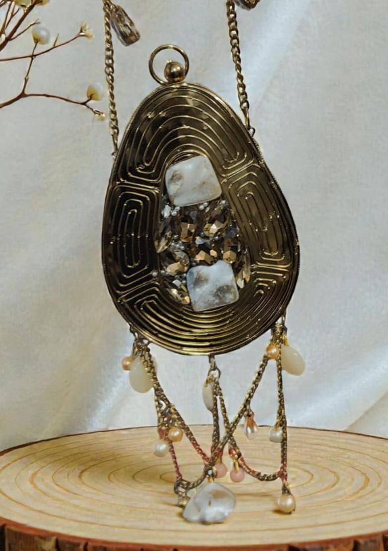 Golden Woven Bags - Indya