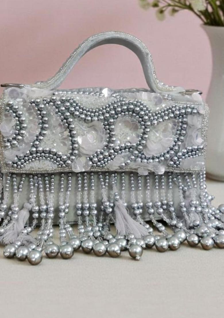 Silver Woven Bags - Indya