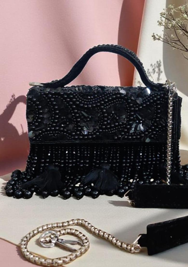 Black Woven Bags - Indya