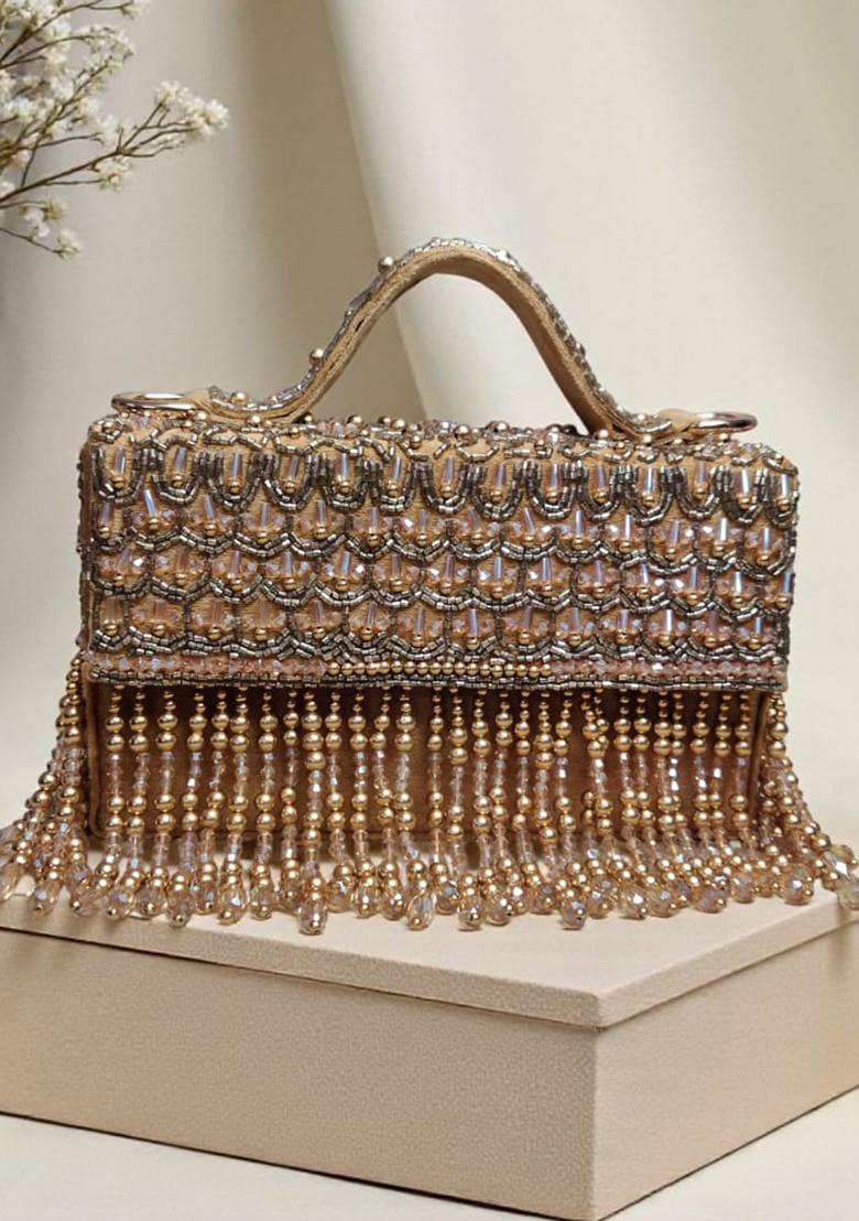 Golden Woven Bags - Indya