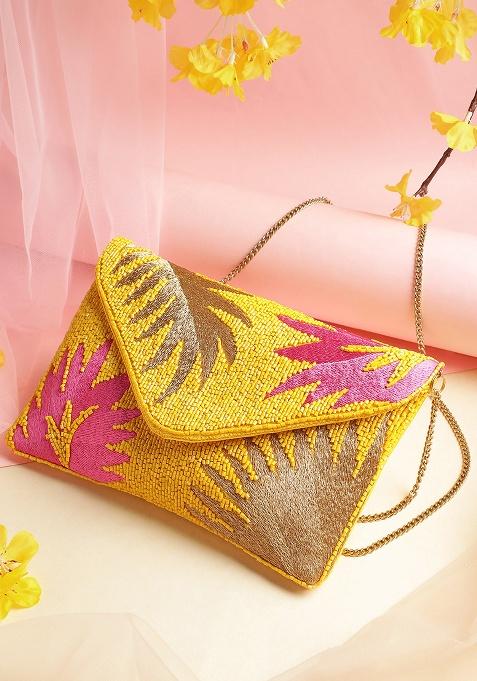 Multicolor Embroidery Satin Sling Bag