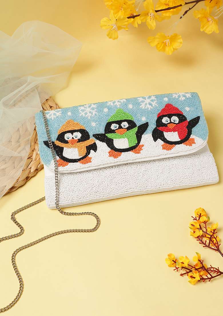Multicolor Quirky Beaded Canvas Sling Bag - Indya