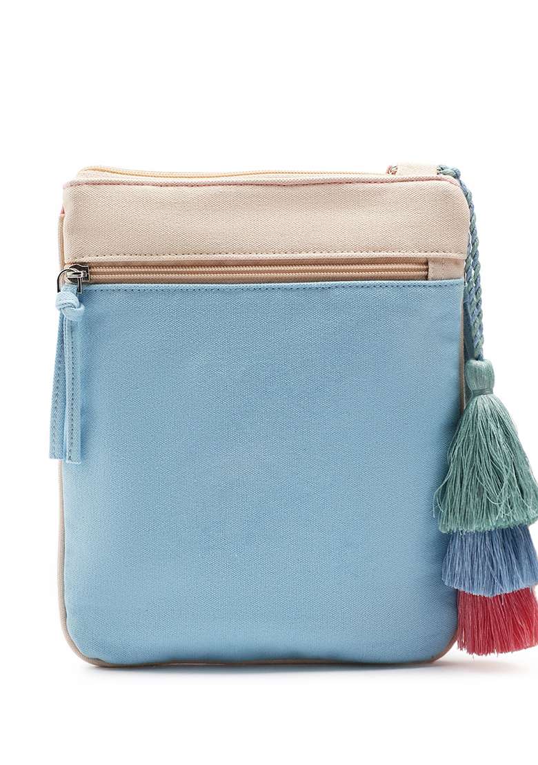 Multicolor Color Blocked Cotton Sling Bag - Indya