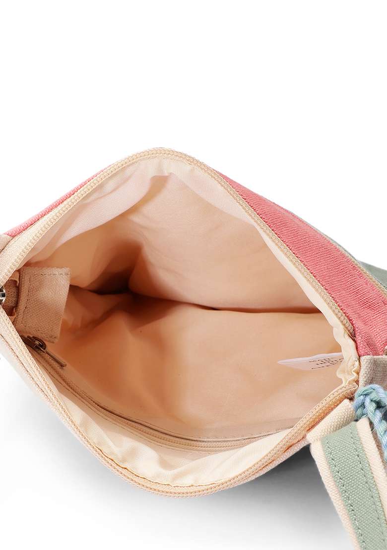 Multicolor Color Blocked Cotton Sling Bag - Indya