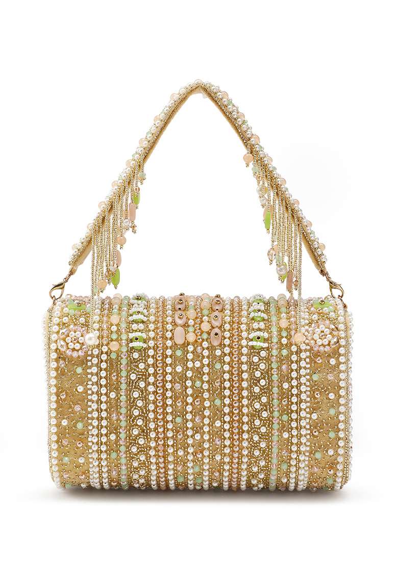 Multicolor Embellished Velvet Clutch - Indya