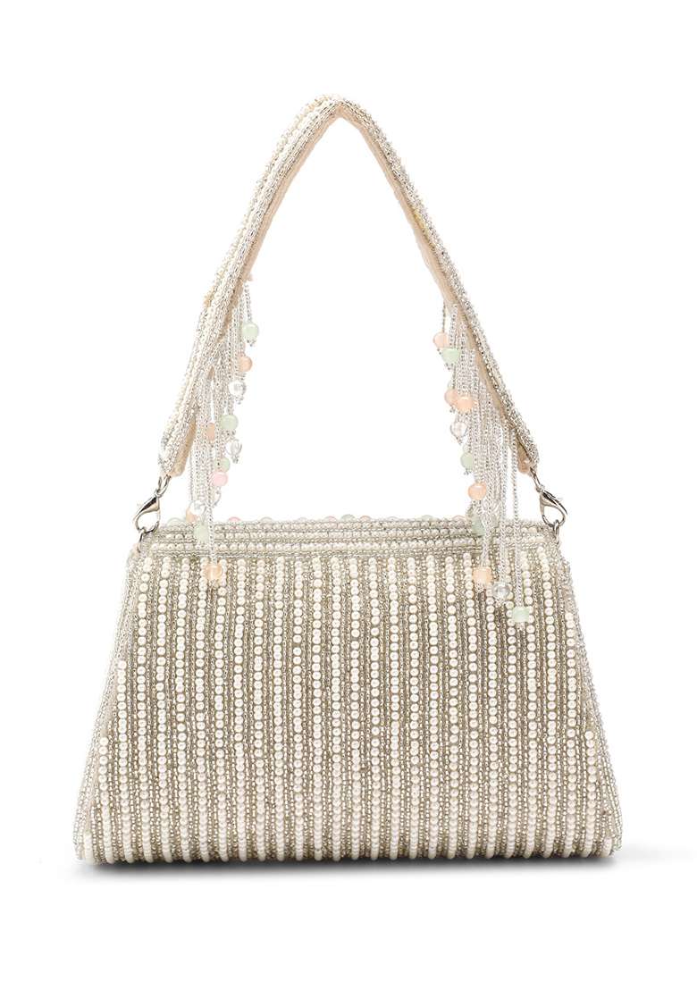 Multicolor Crystal Layered Velvet Clutch - Indya