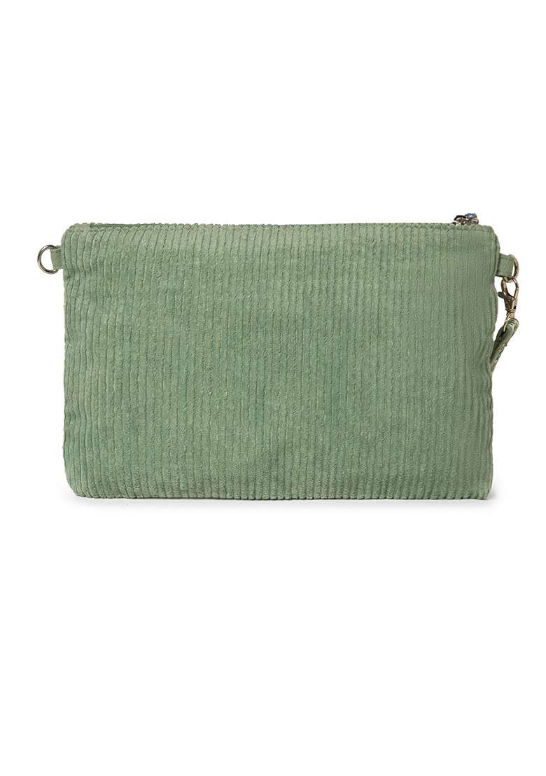 Multicolor Floral Sequined Corduroy Sling Bag - Indya