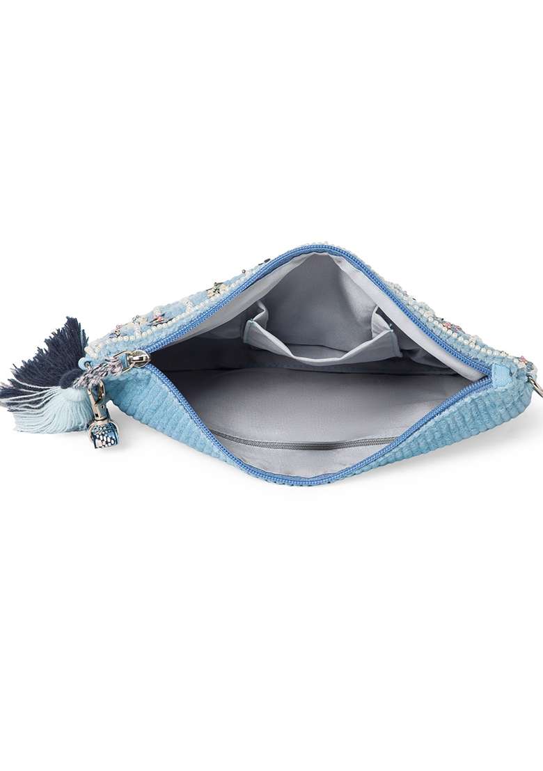 Multicolor Floral Sequined Corduroy Sling Bag - Indya