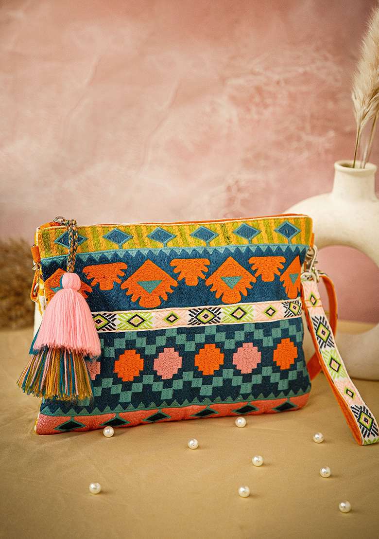 Multicolor Embroidery Acrylic Sling Bag - Indya
