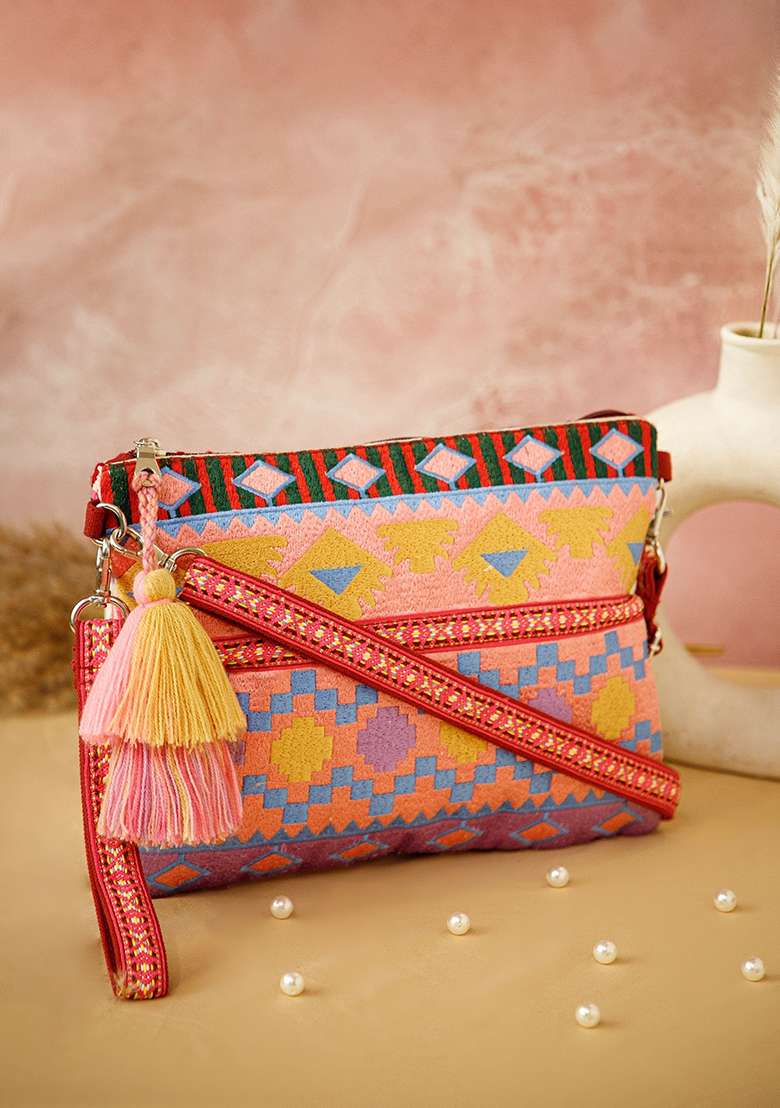 Multicolor Embroidery Acrylic Sling Bag - Indya