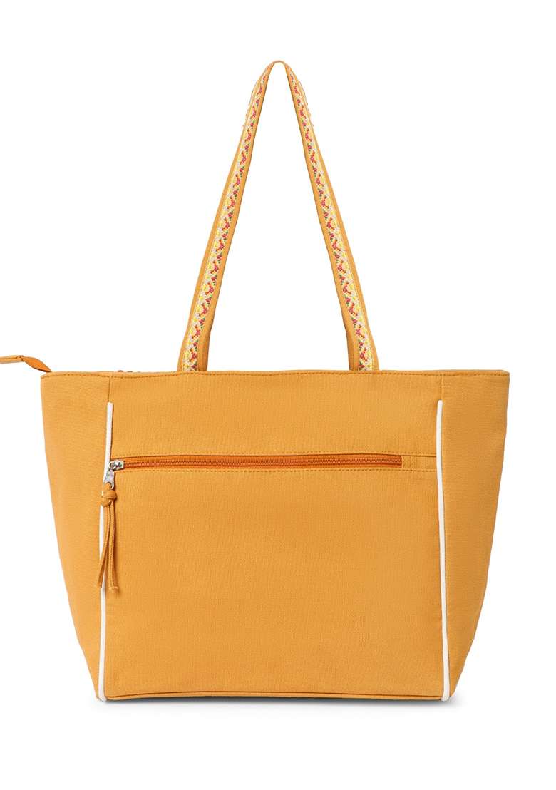 Multicolor Striped Sequin Work Cotton Tote Bag - Indya