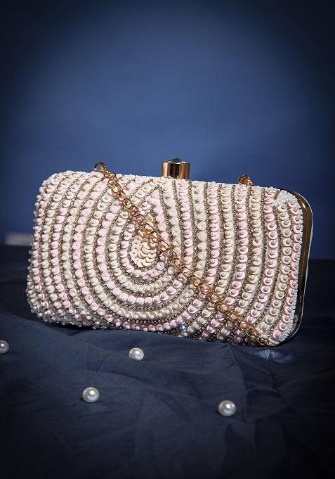 Multicolor Concentric Teardrop Design Velvet Clutch