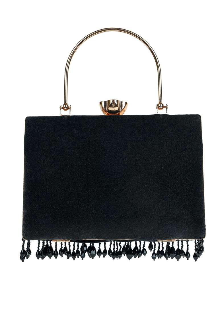 Black And Gold Two Tone Velvet Clutch - Indya