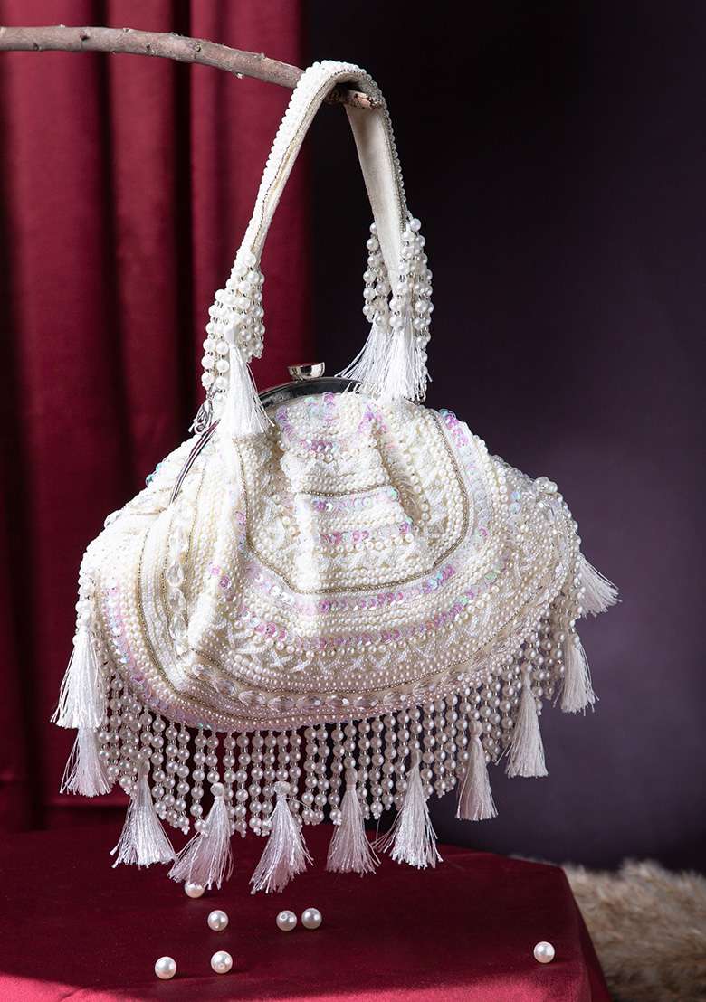 Multicolor Beadwork Velvet Clutch - Indya