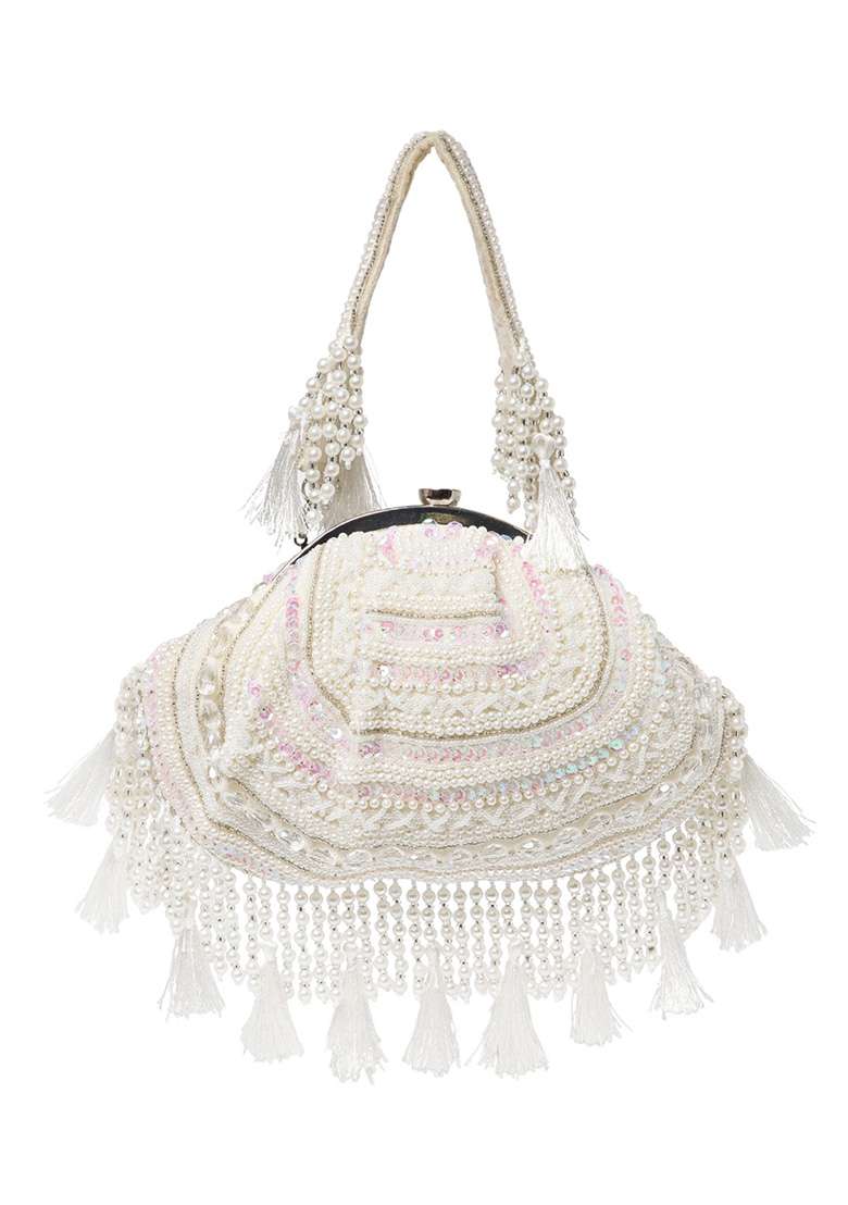 Multicolor Beadwork Velvet Clutch - Indya
