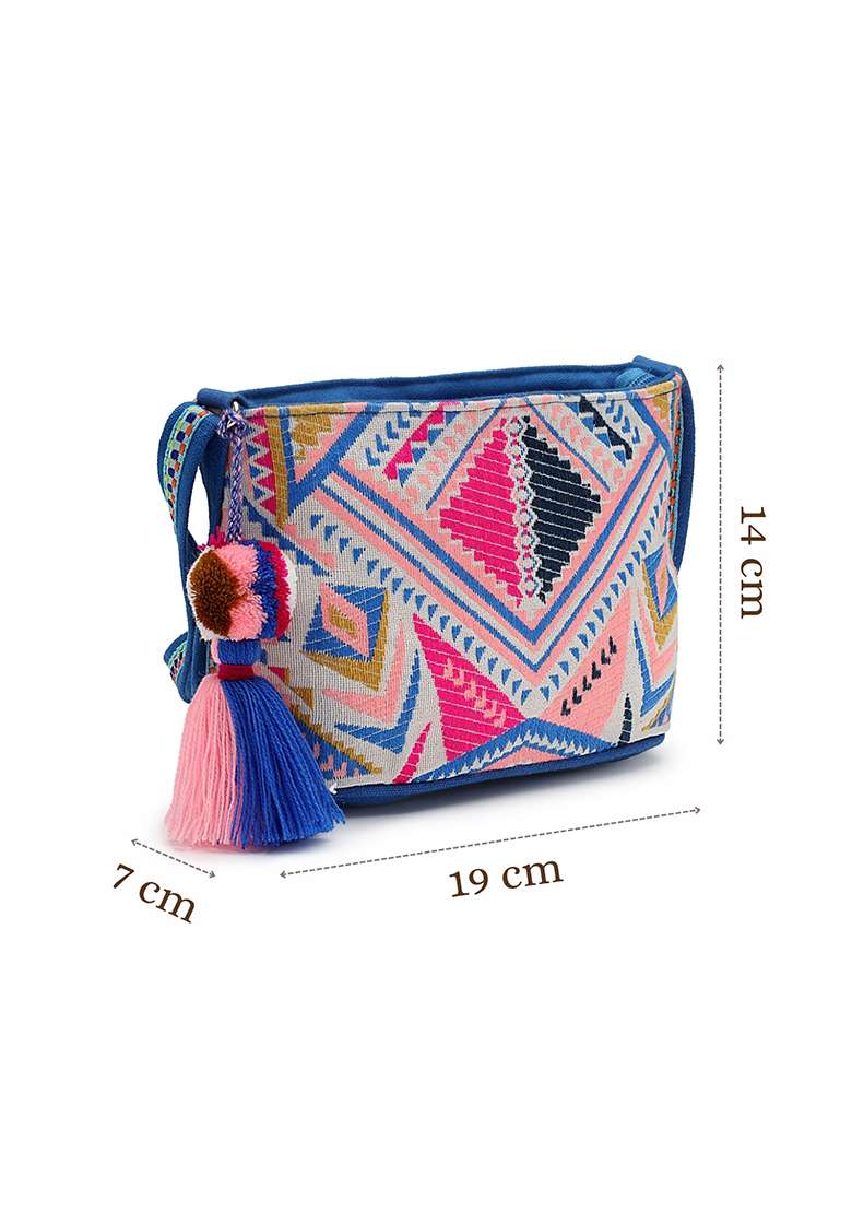 Multicolor Motif Cotton Sling Bag - Indya