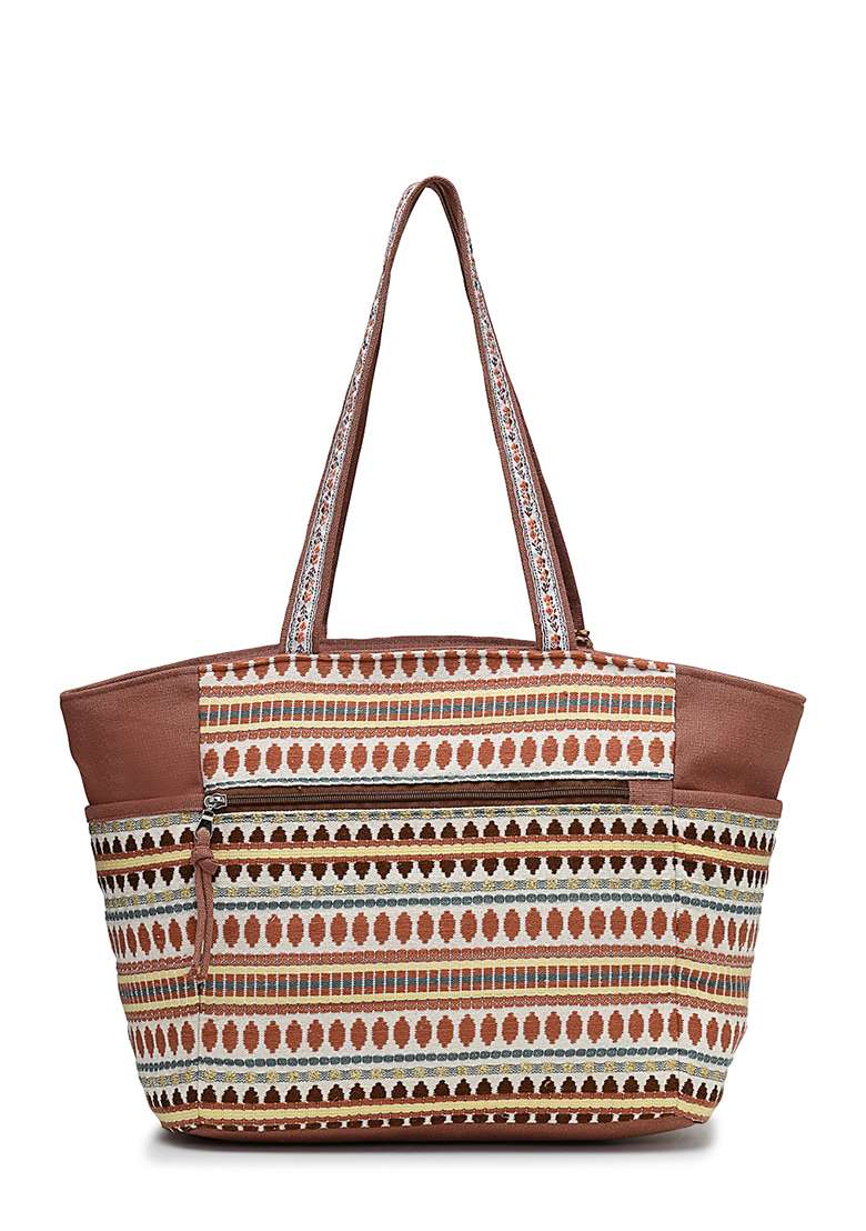 Multicolor Embroidery Cotton Tote Bag - Indya