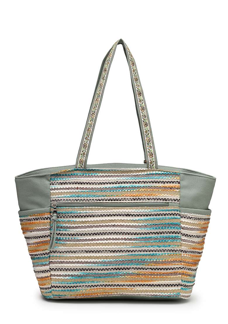 Multicolor Embroidery Cotton Tote Bag - Indya