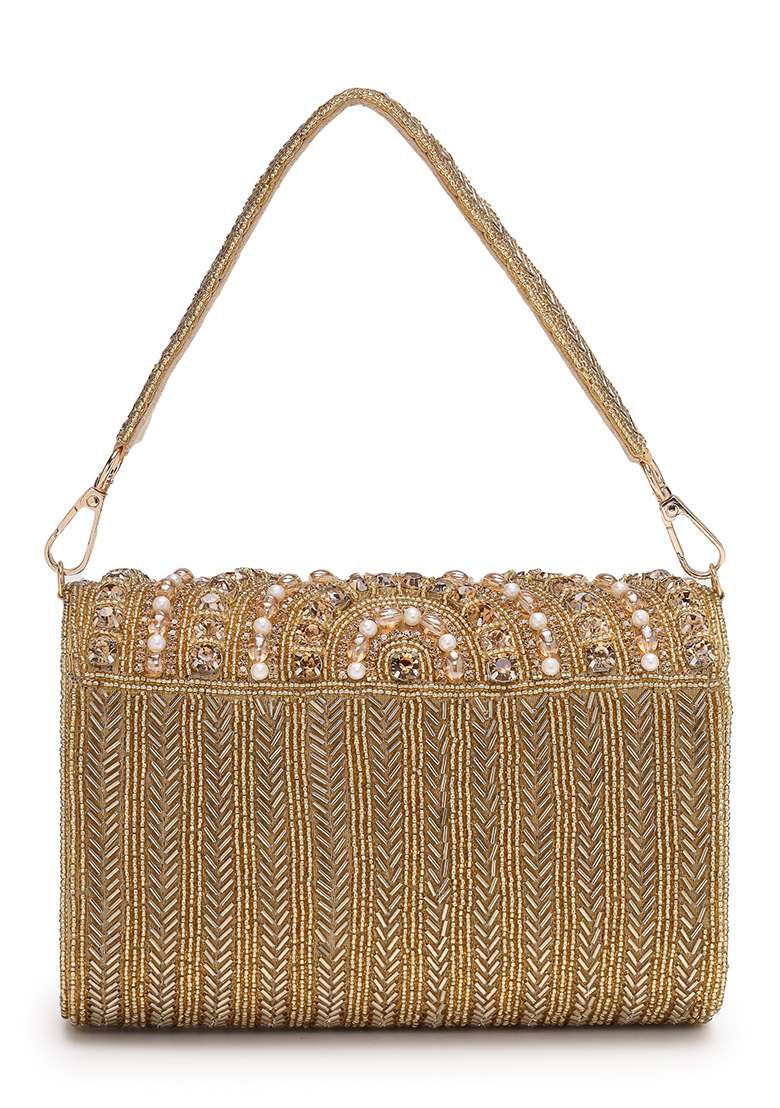 Multicolor Beadwork Silk Clutch - Indya