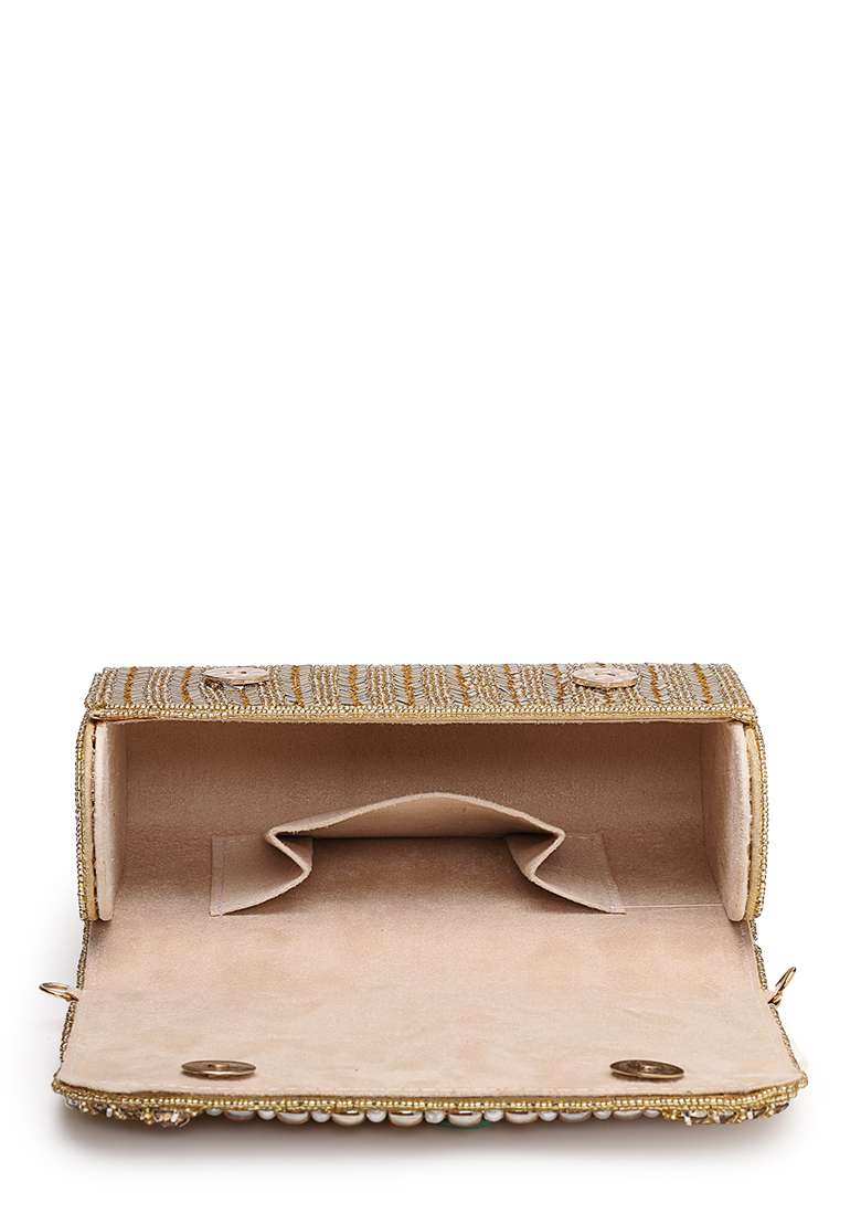 Multicolor Beadwork Silk Clutch - Indya