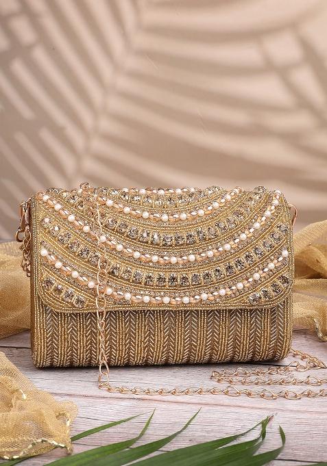 Multicolor Beadwork Silk Clutch