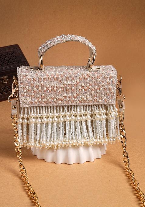 Multicolor Horizontal Beadwork Suede Clutch