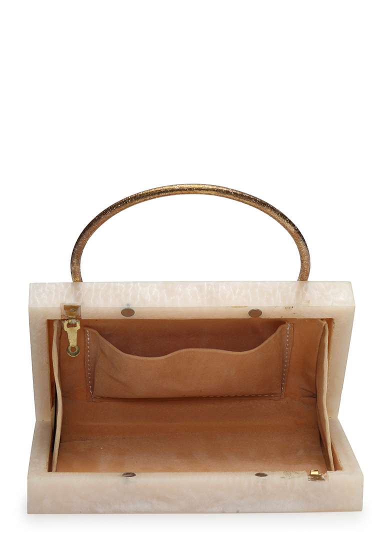 Multicolor Marble Texture With Iridescent Stone Resin Clutch - Indya