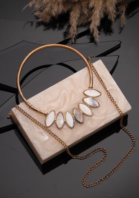 Multicolor Marble Texture With Iridescent Stone Resin Clutch