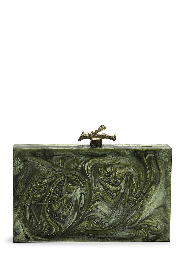 Multicolor Floral Motifs And Clusters Resin Clutch - Indya
