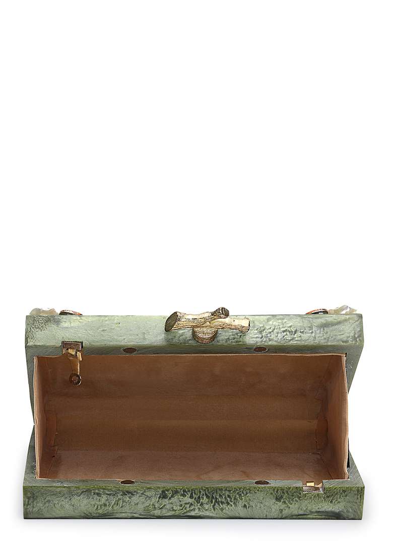 Multicolor Floral Motifs And Clusters Resin Clutch - Indya