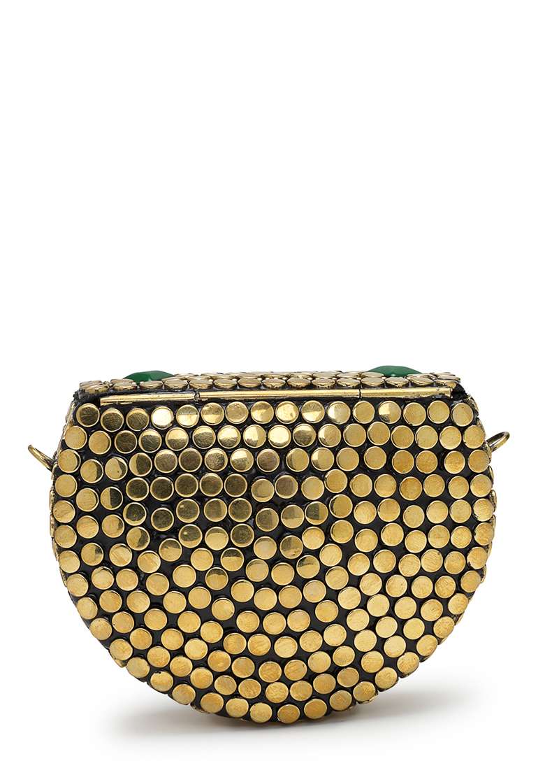 Multicolor Mosaic Metal Clutch - Indya