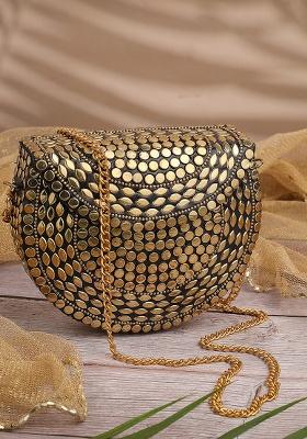 Metallic Gold Mosaic Metal Clutch
