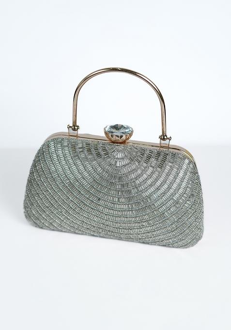 Silver Handloom Sling Bag
